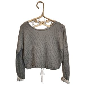 Barefoot Dreams Malibu modal crinkle mint green cropped sweater size s